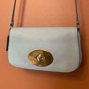 Baby Blue Leather Coach Crossbody